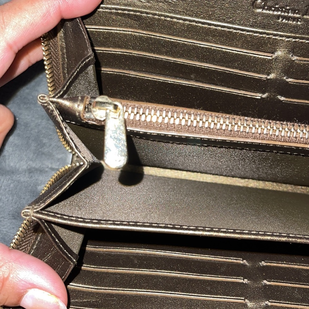 Christian Dior quilted zipper wallet 100% Authentic dark brown color great cons - Picture 7 of 13